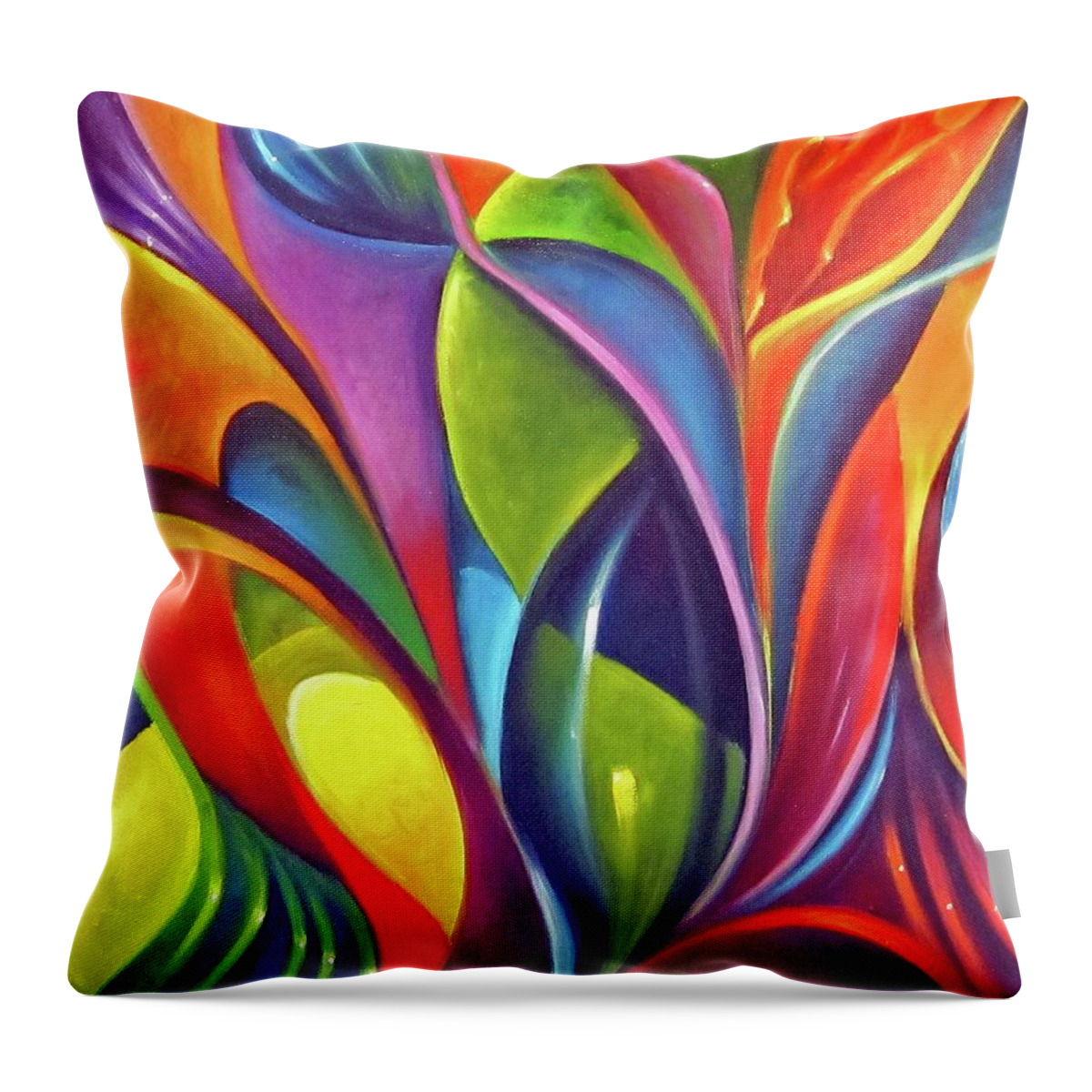 Curvismo Throw Pillow featuring the painting House Plants by Sherry Strong