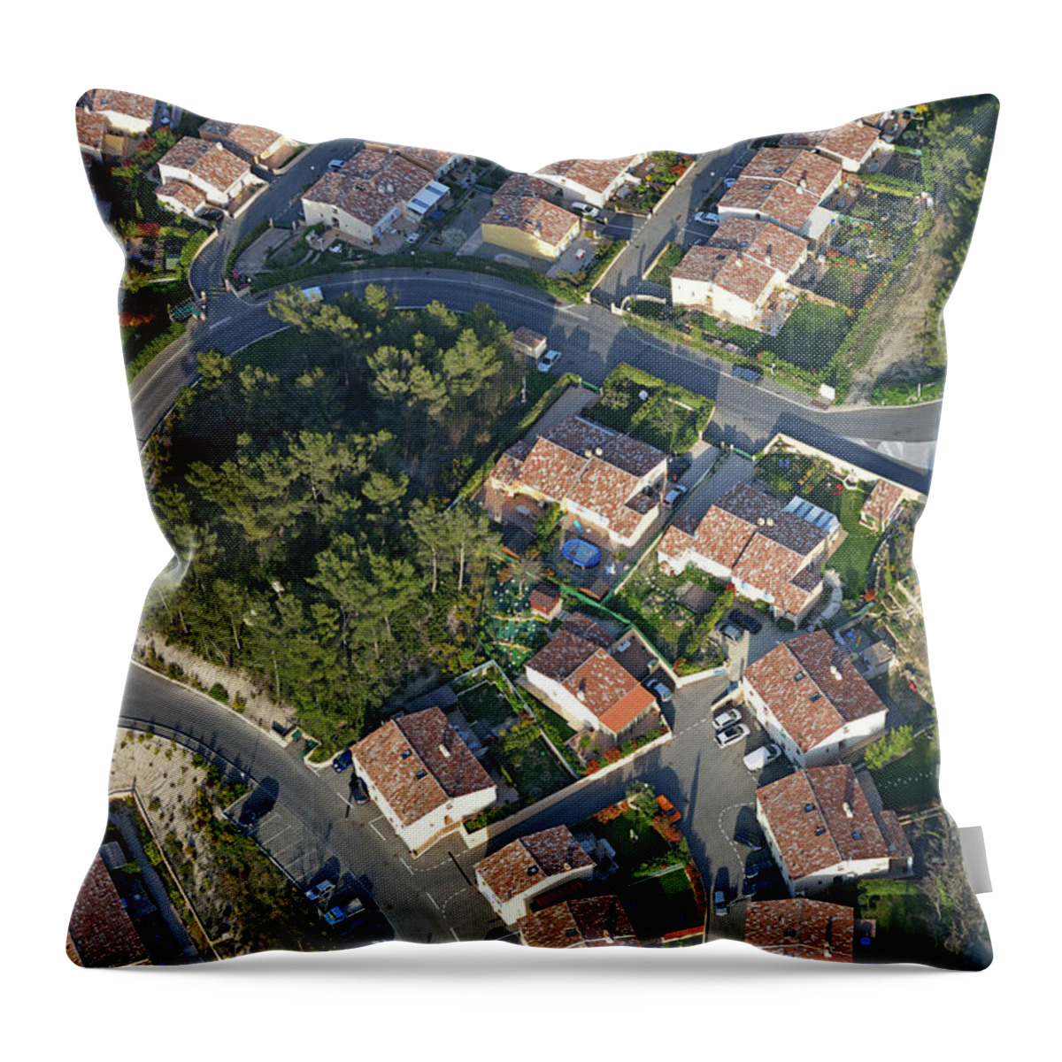 Tranquility Throw Pillow featuring the photograph Housing Development, Peypin, Aerial View by Sami Sarkis