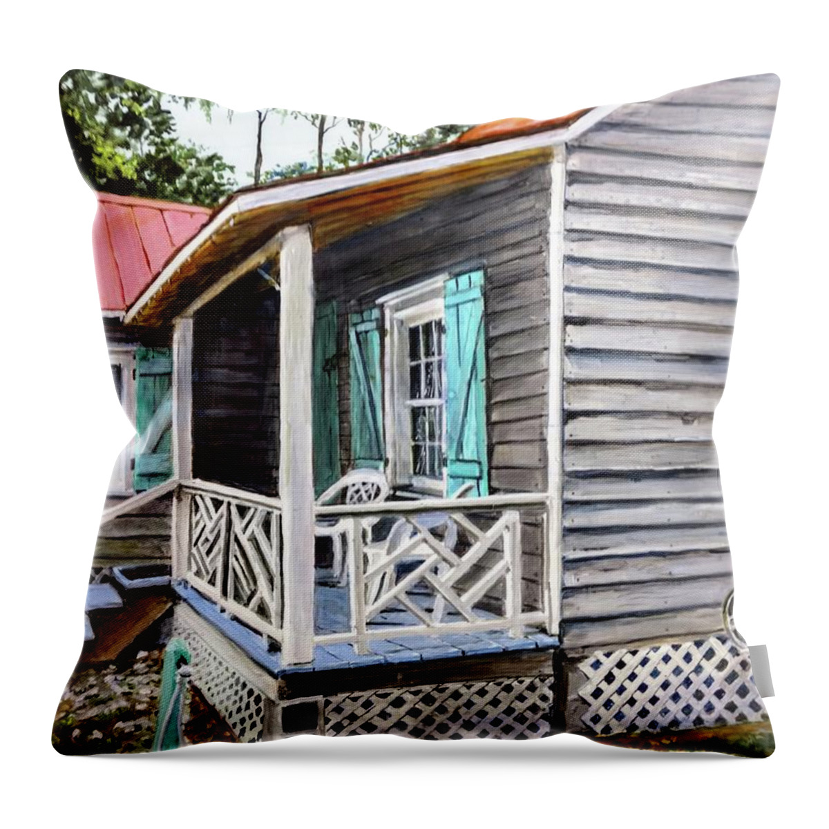Cabin Throw Pillow featuring the painting How I Spent My Summer vacation by William Brody