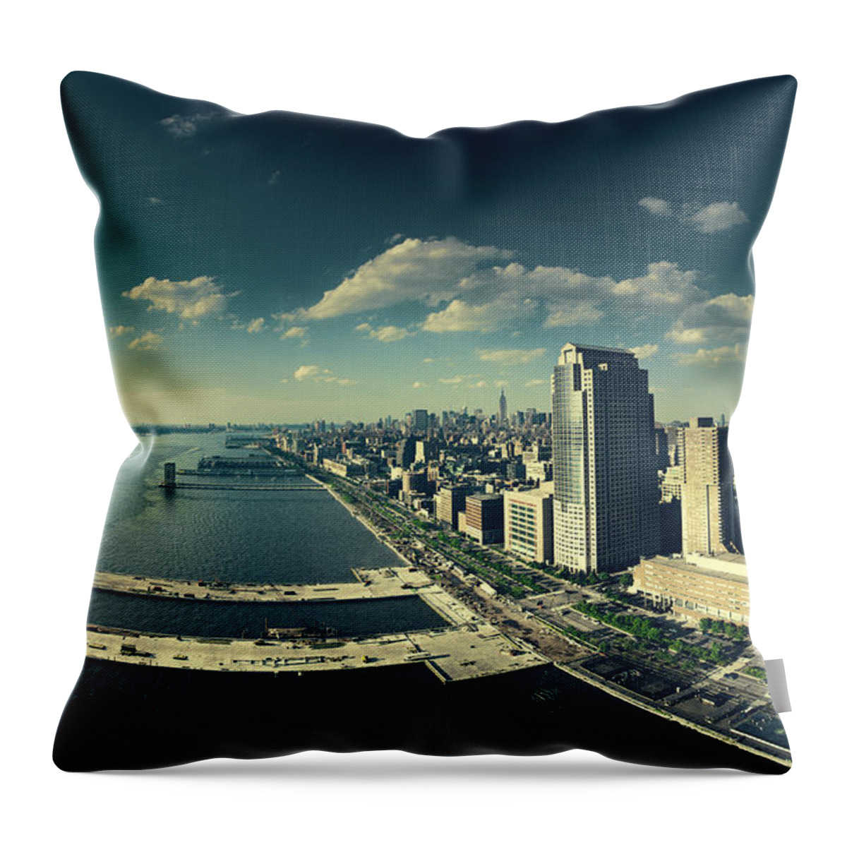 Battery Park Throw Pillow featuring the photograph Hudson River New York City by Jens Karlsson