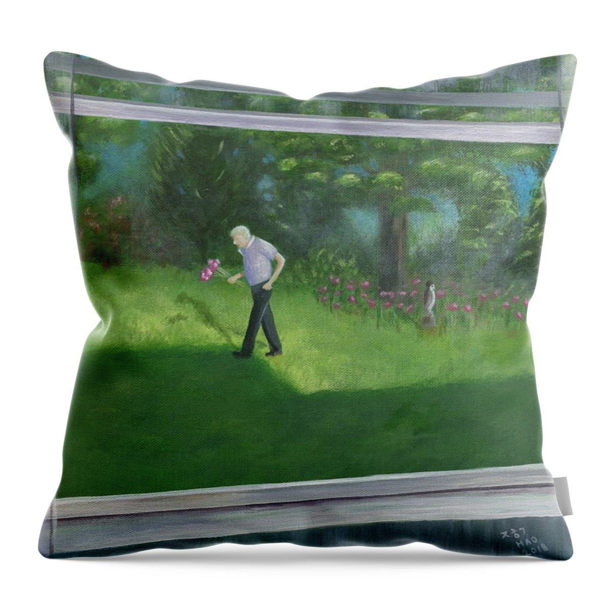 Romantic Throw Pillow featuring the painting Serenade by Helian Cornwell