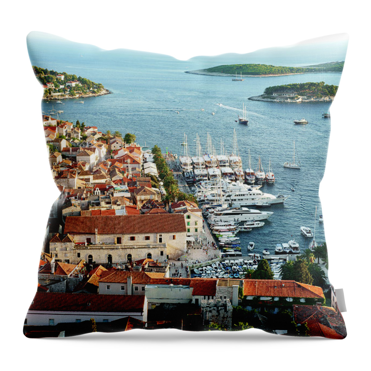 Water's Edge Throw Pillow featuring the photograph Hvar by Ziva k