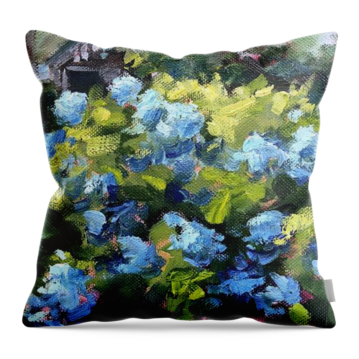 Cape Cod Garden Throw Pillow featuring the painting Hydrangea Bonanza by Barbara Hageman