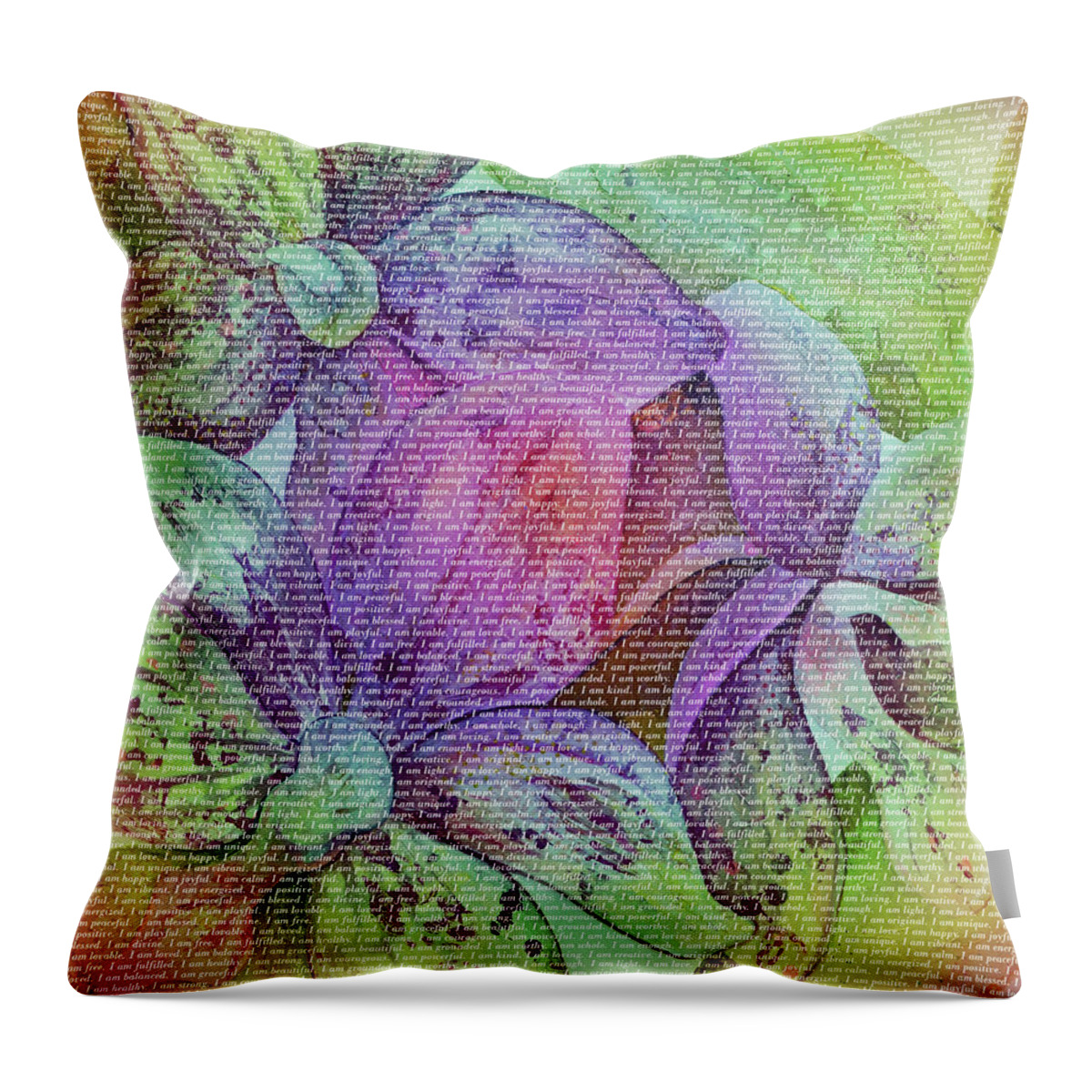 Positive Throw Pillow featuring the digital art I AM... positive affirmations by Shadia Derbyshire