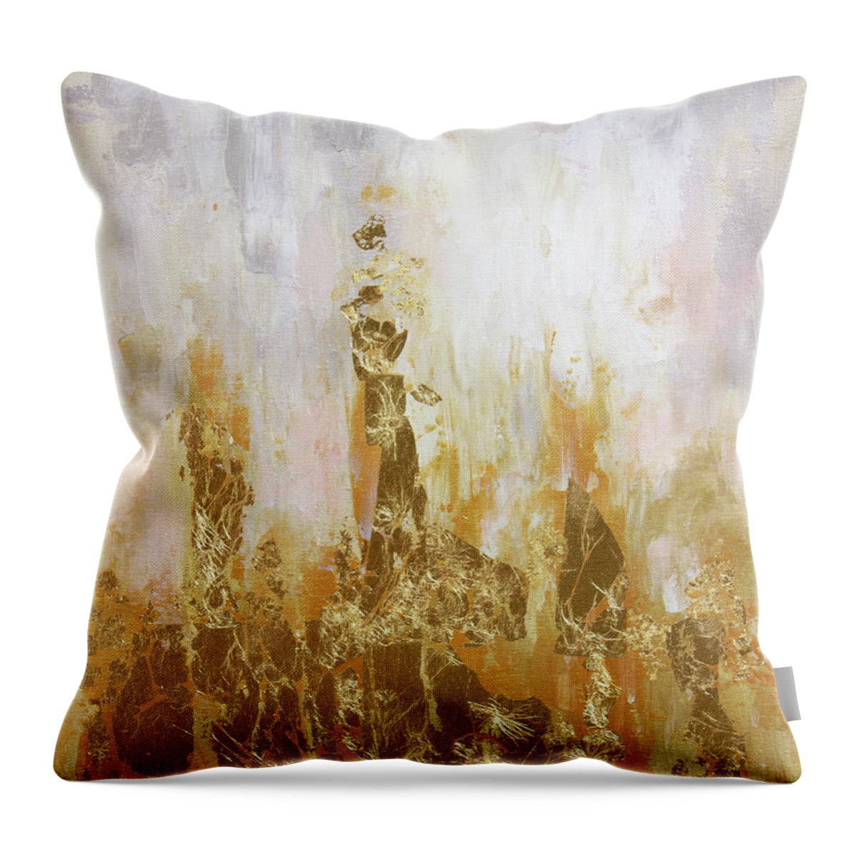 Gold Leaf Throw Pillow featuring the painting I Believe in You by Linh Nguyen-Ng