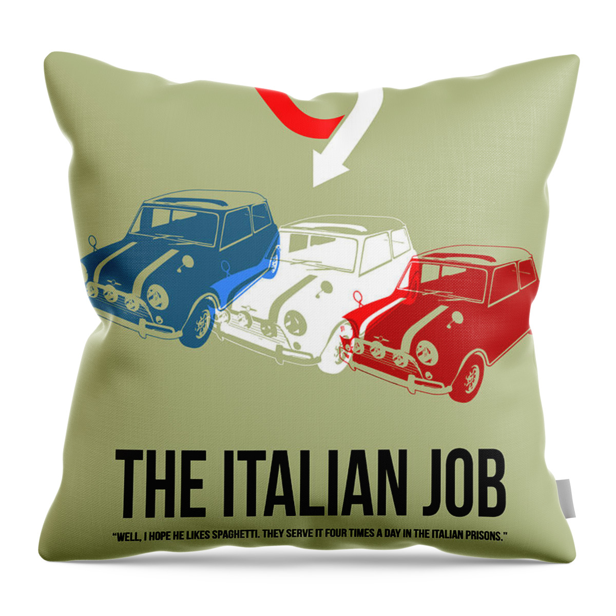 The Italian Job Throw Pillow featuring the digital art I Hope He Likes Spaghetti by Naxart Studio