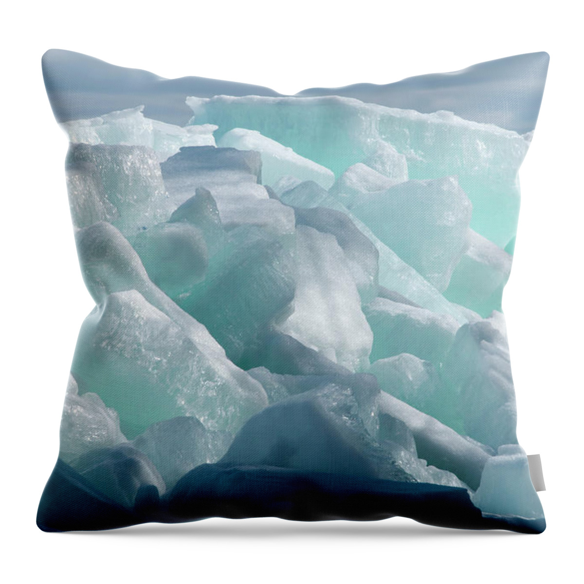 Water's Edge Throw Pillow featuring the photograph Ice Out 1 by Penelopeb