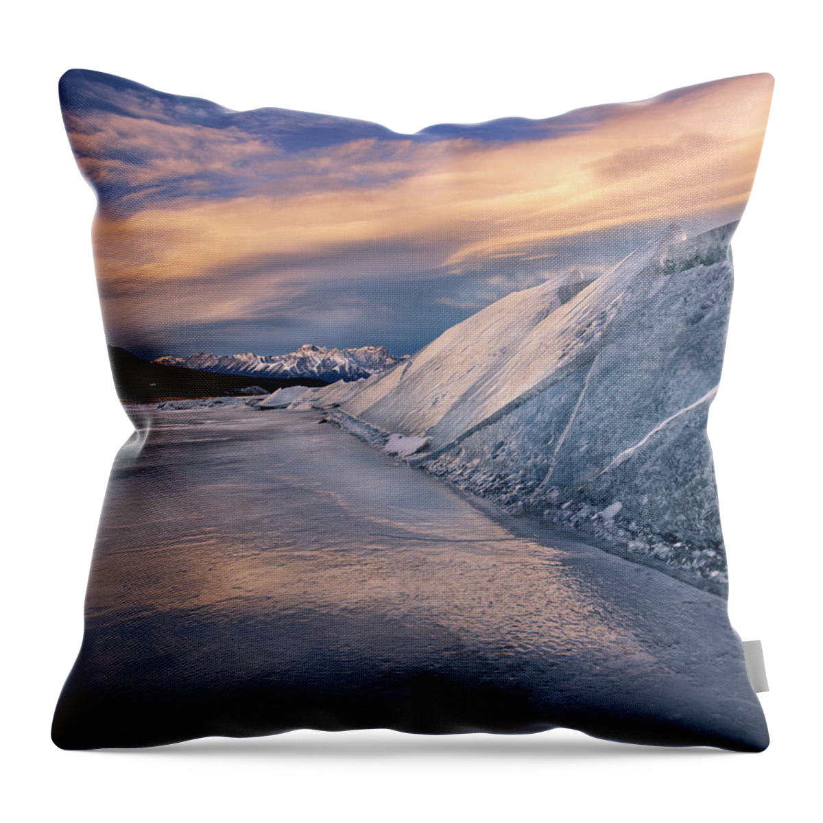 Abraham Lake Throw Pillow featuring the photograph Ice Sheets on Abraham Lake by Dan Jurak