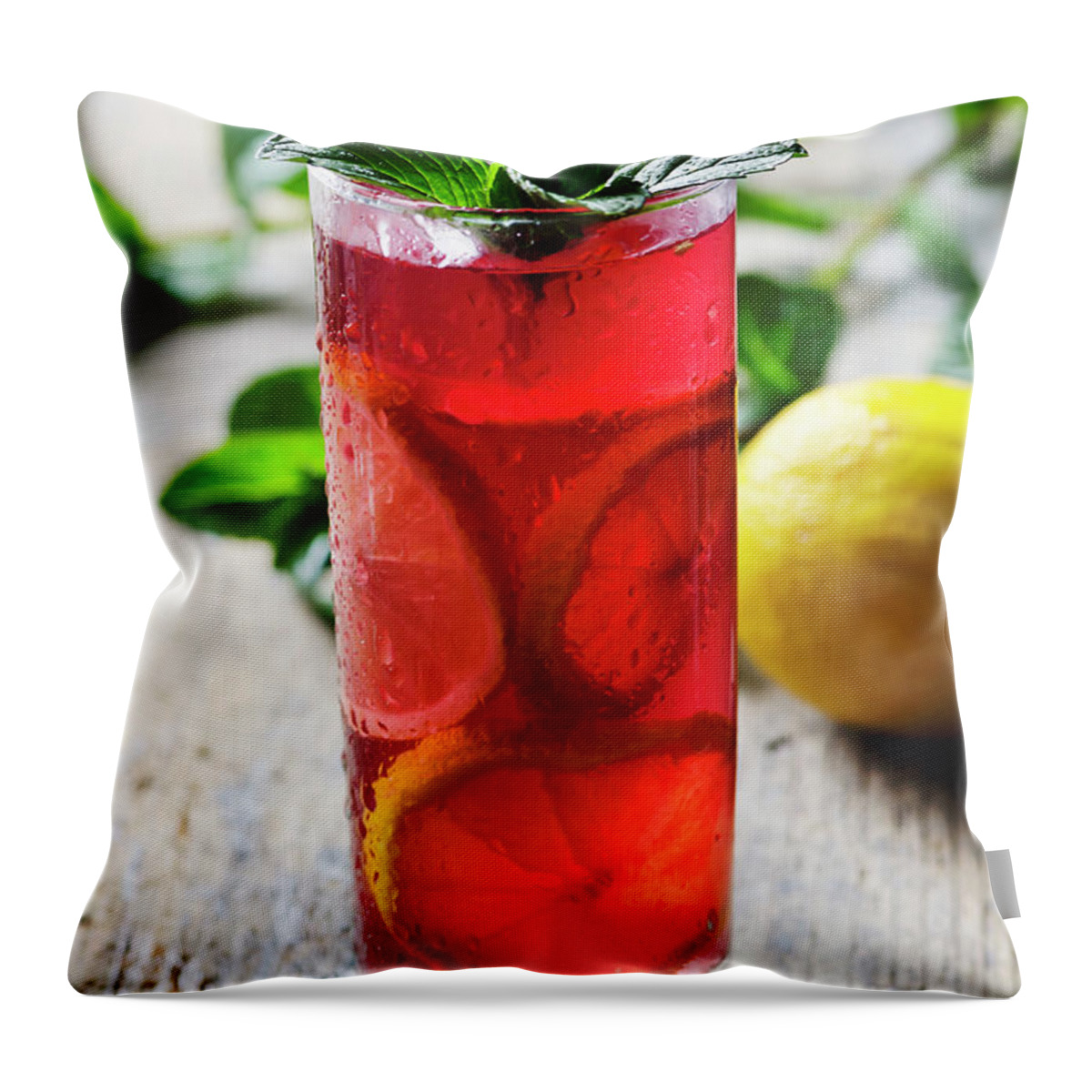 Juice Throw Pillow featuring the photograph Ice Tea by Jelena Jovanovic