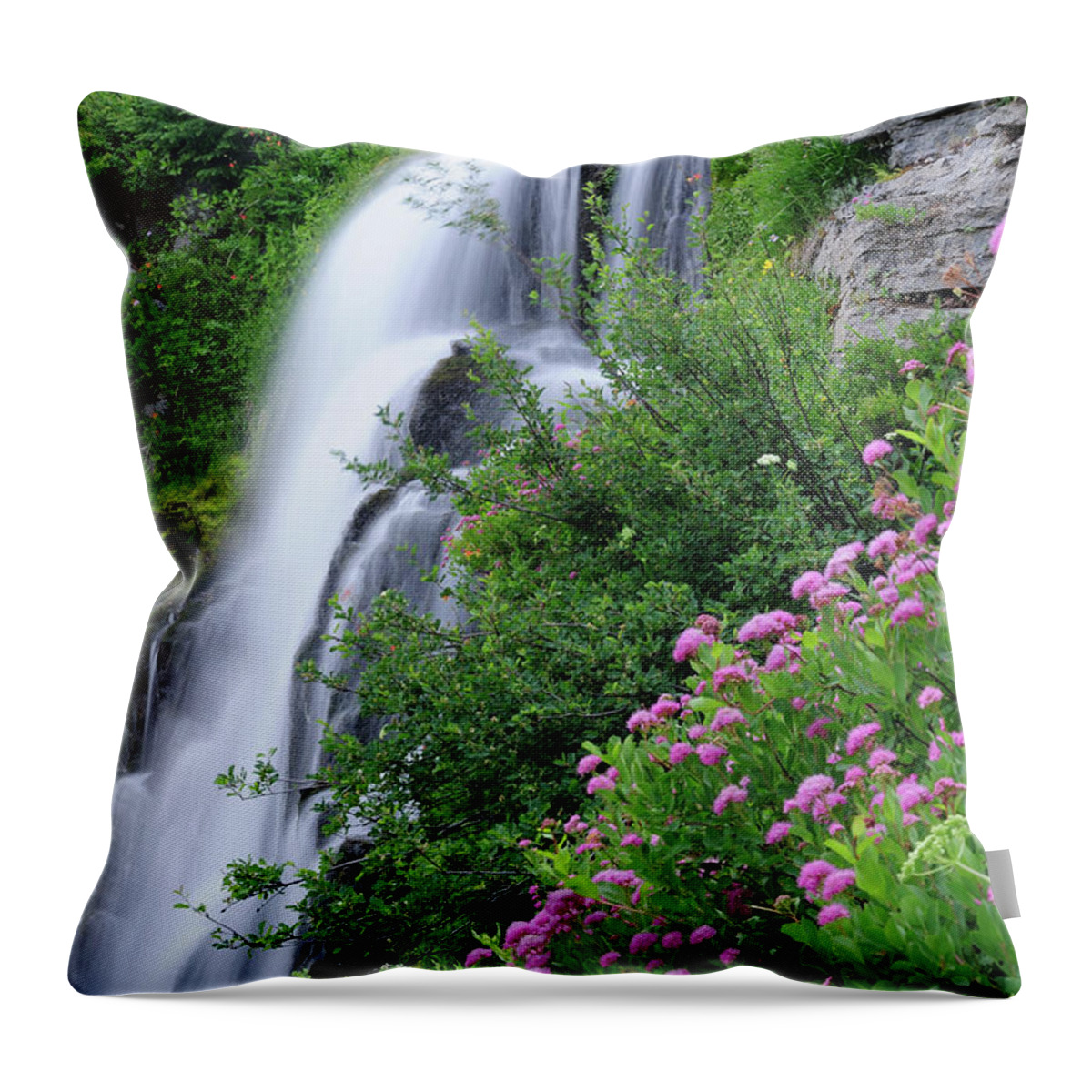 Scenics Throw Pillow featuring the photograph Idyllic Vidae Falls by Aimintang