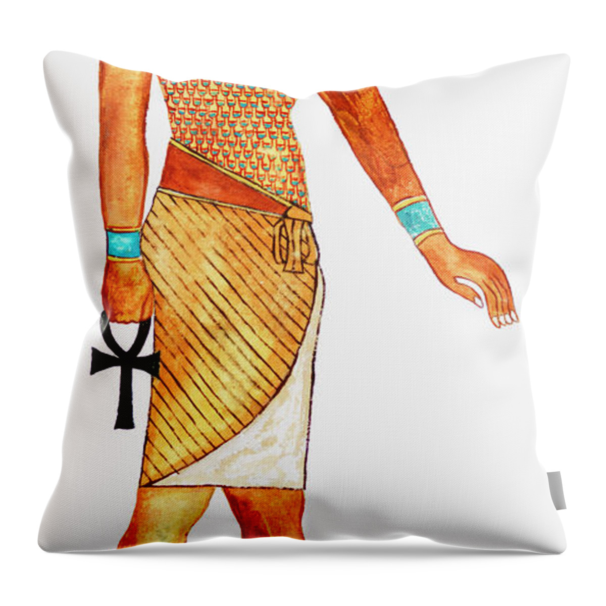 Watercolor Painting Throw Pillow featuring the digital art Illustration Of Ancient Egyptian God Of by Dorling Kindersley