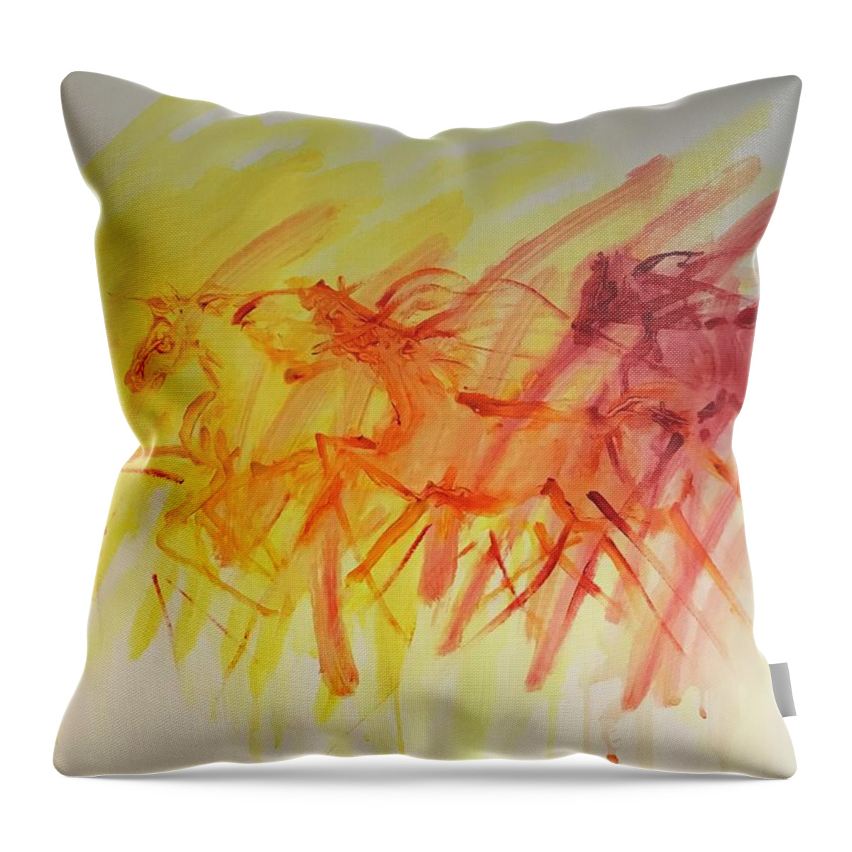 Horses Throw Pillow featuring the painting Img_3404 by Elizabeth Parashis