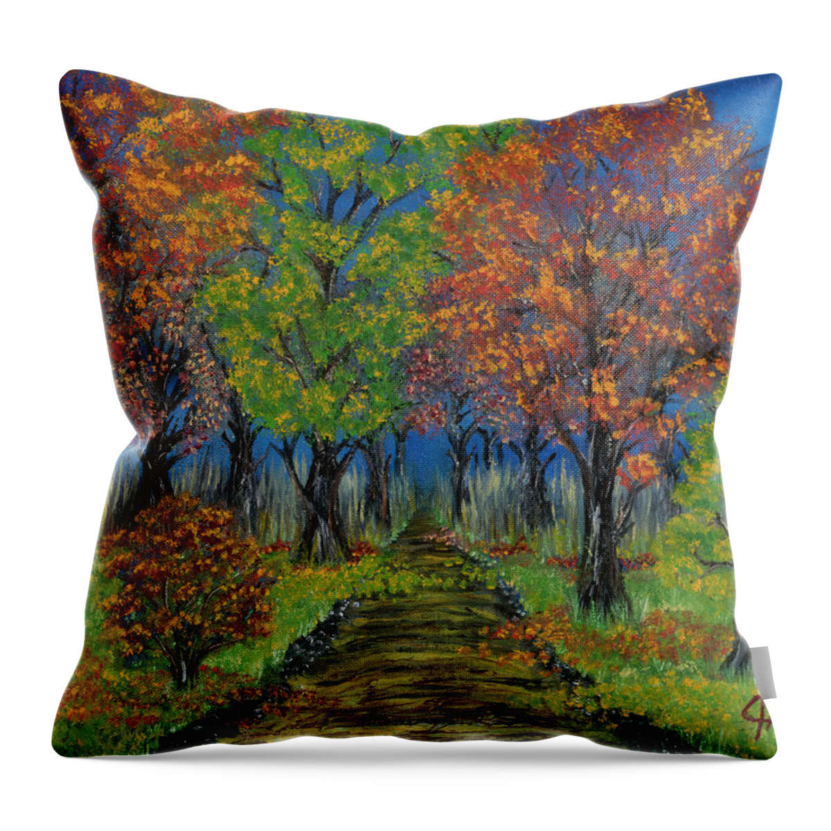 Acrylic Painting Throw Pillow featuring the painting In The Fall by The GYPSY