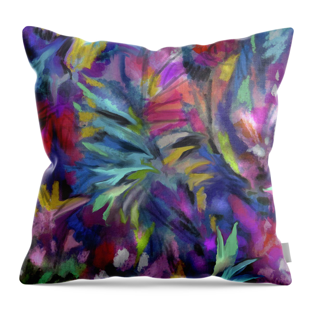 Vibrant Throw Pillow featuring the painting In the Garden of Eden by Jean Batzell Fitzgerald