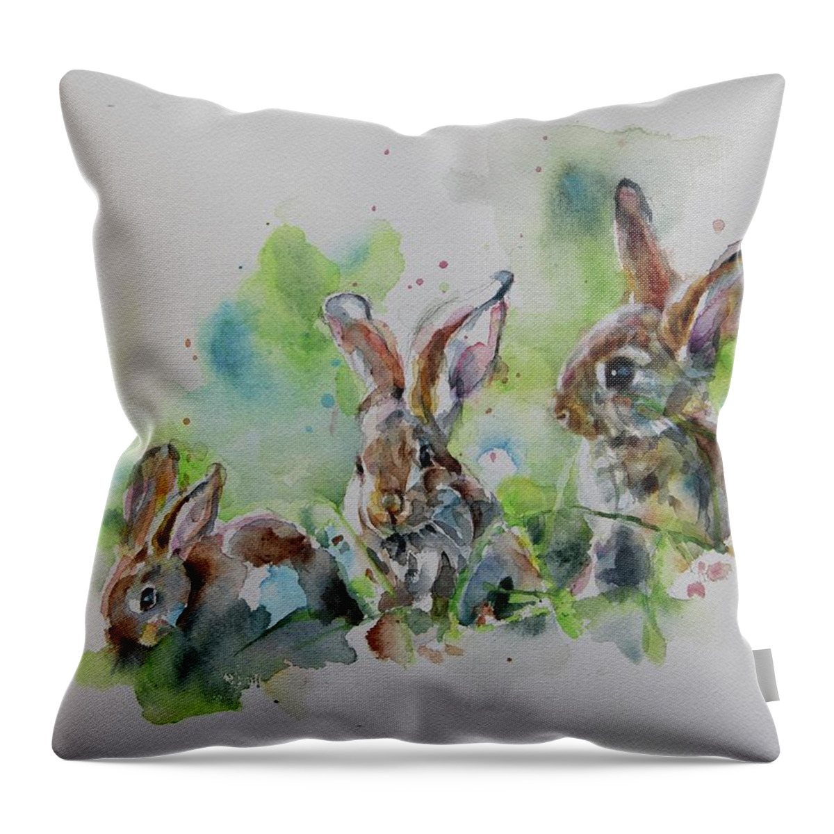 Watercolor Throw Pillow featuring the painting In the Meadow by Tracy Male