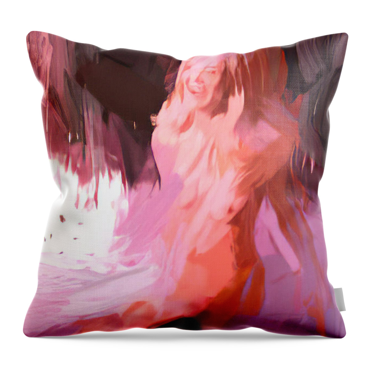 Nude Throw Pillow featuring the digital art In the water abstract by Cathy Anderson