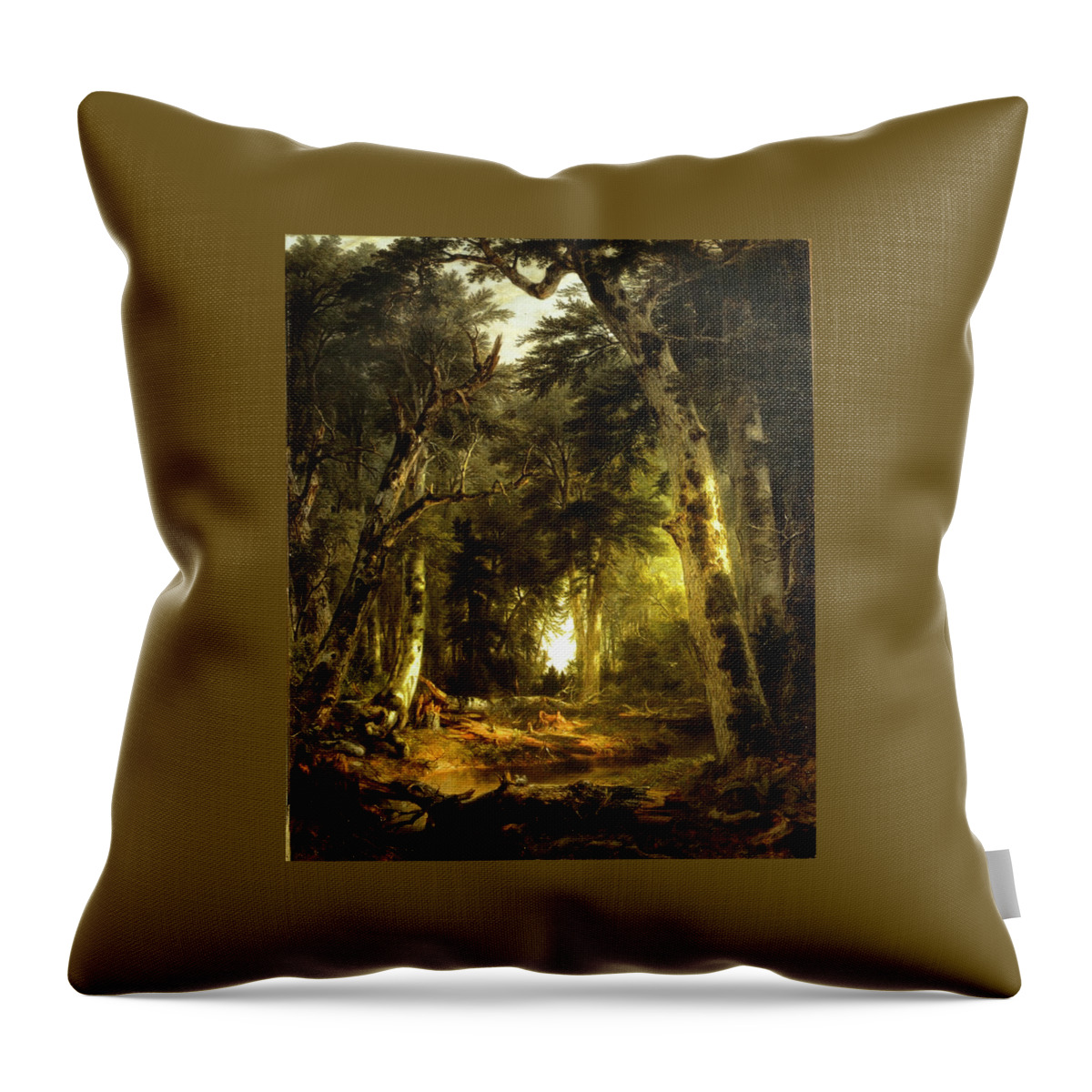 Asher Brown Durand Throw Pillow featuring the painting In the Woods #5 by Alison Frank
