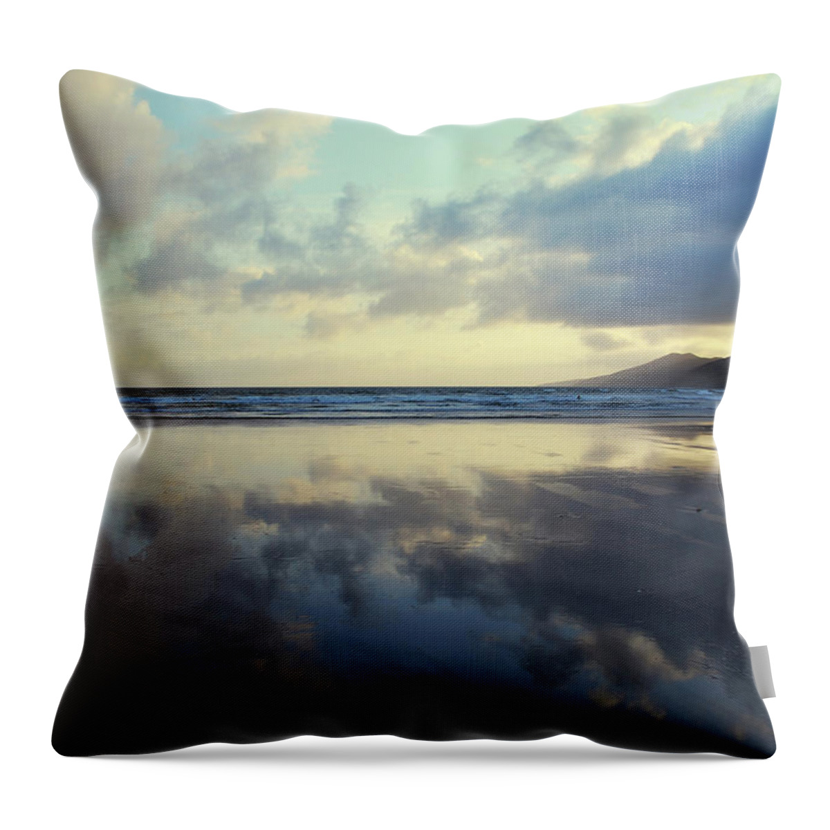 Tranquility Throw Pillow featuring the photograph Inch Beach In Ireland by Jean-philippe Tournut