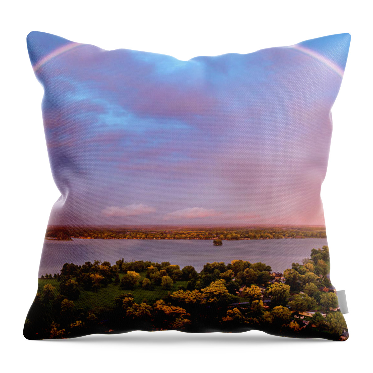  Throw Pillow featuring the photograph Indian Lake Rainbow by Brian Jones