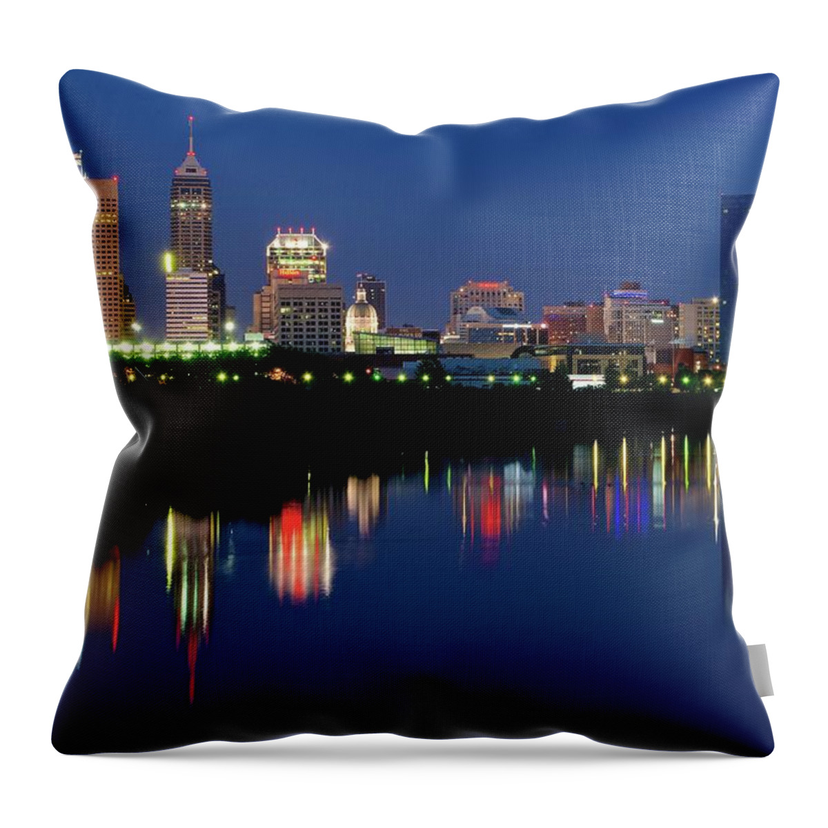 Indianapolis Throw Pillow featuring the photograph Indianapolis Night 2017 by Frozen in Time Fine Art Photography