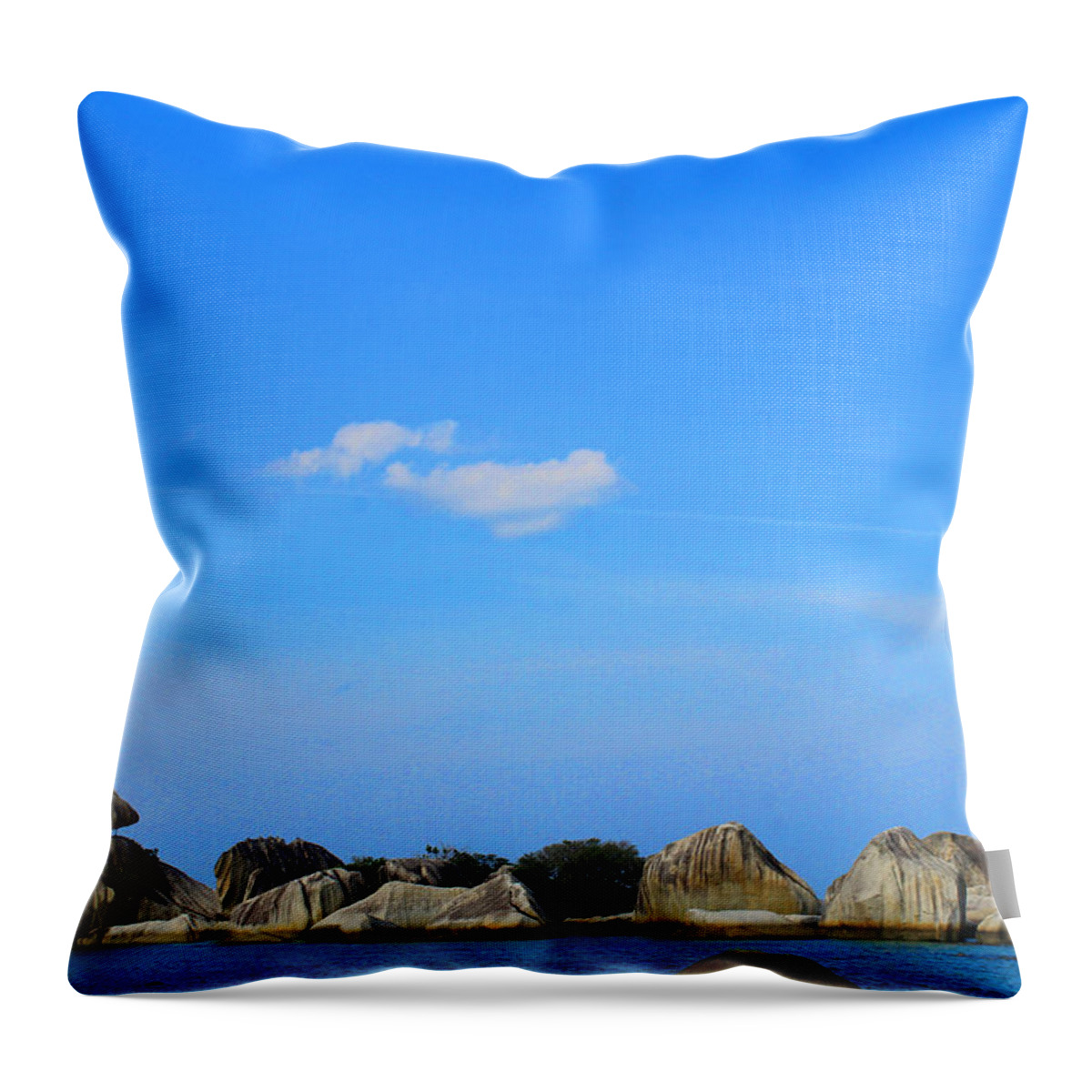 Beach Throw Pillow featuring the photograph The Beauty Of The Blue Sky On The Coust Of Indonesia by Al Fathy