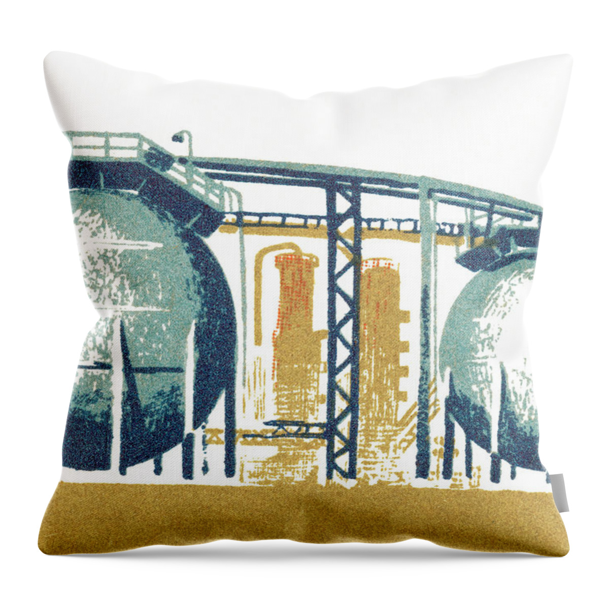 Campy Throw Pillow featuring the drawing Industry by CSA Images