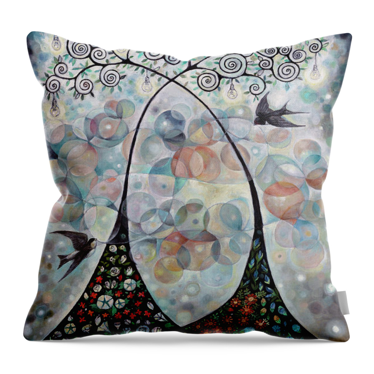 Birds Throw Pillow featuring the painting Infinity by Manami Lingerfelt