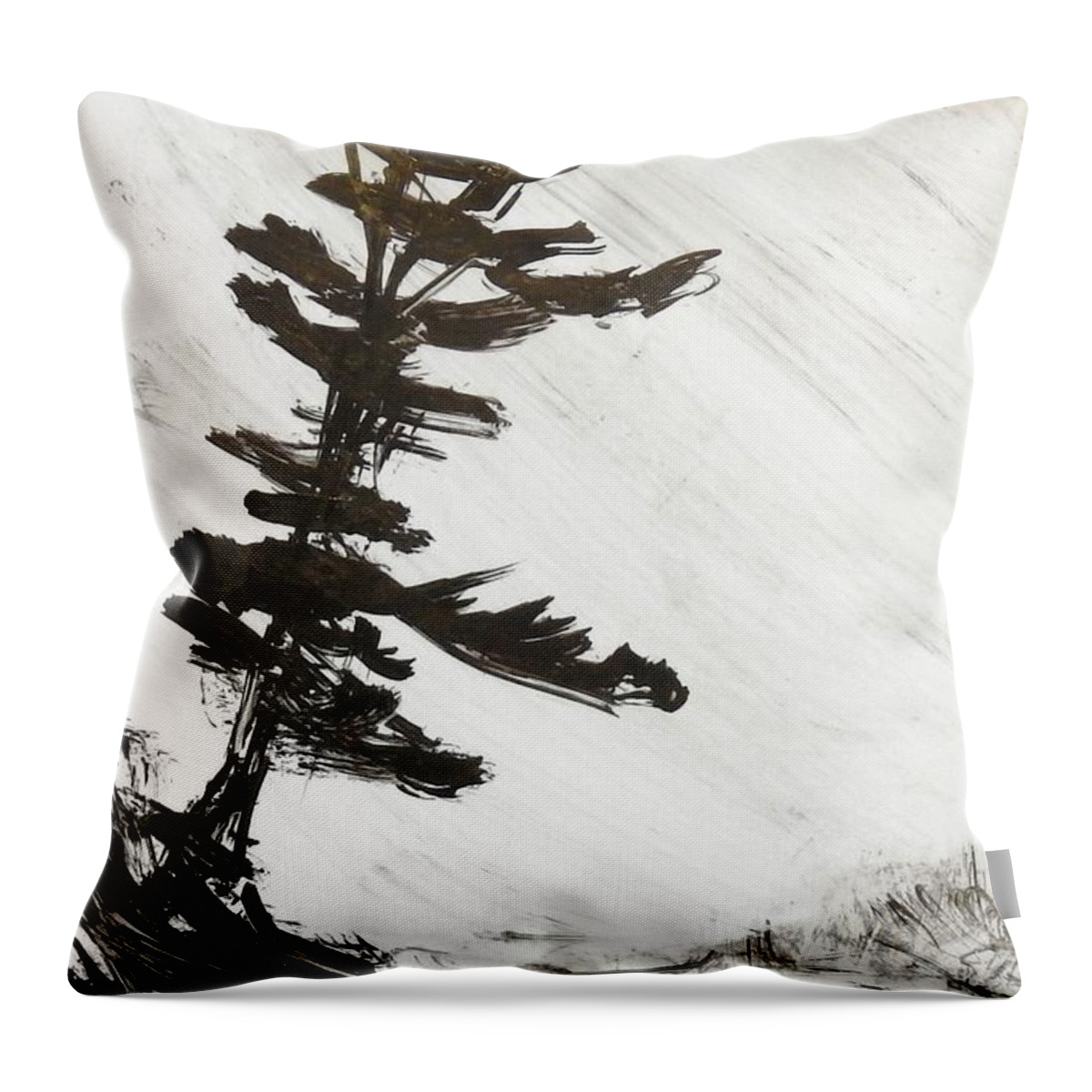 India Ink Throw Pillow featuring the painting Ink pochade41 by Petra Burgmann