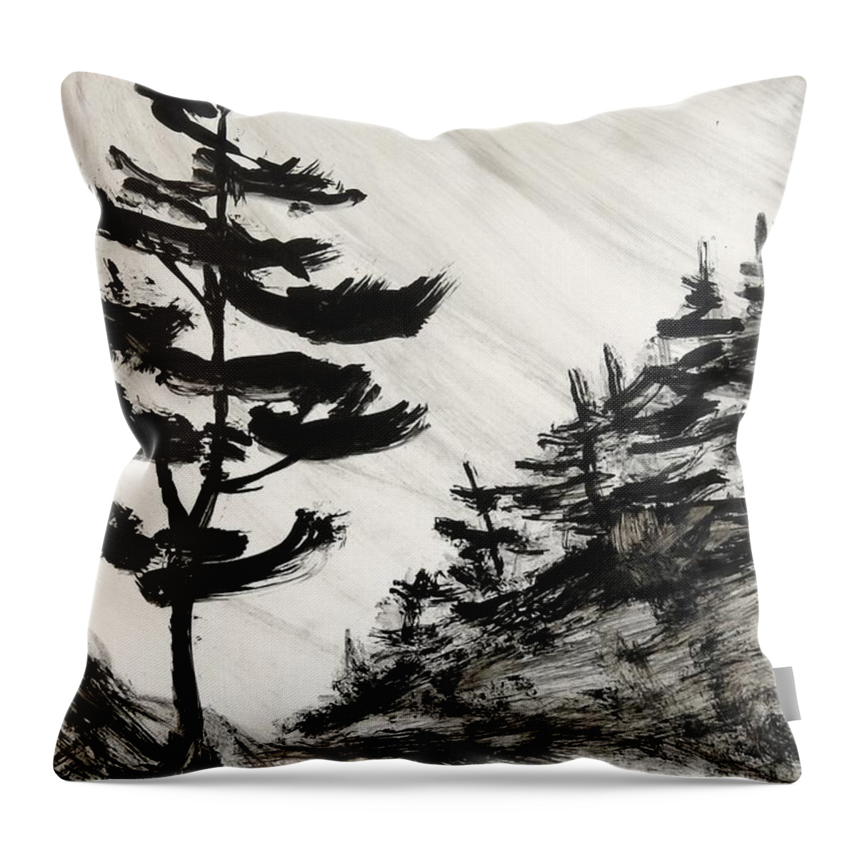 India Ink Throw Pillow featuring the painting Ink Prochade 9 by Petra Burgmann
