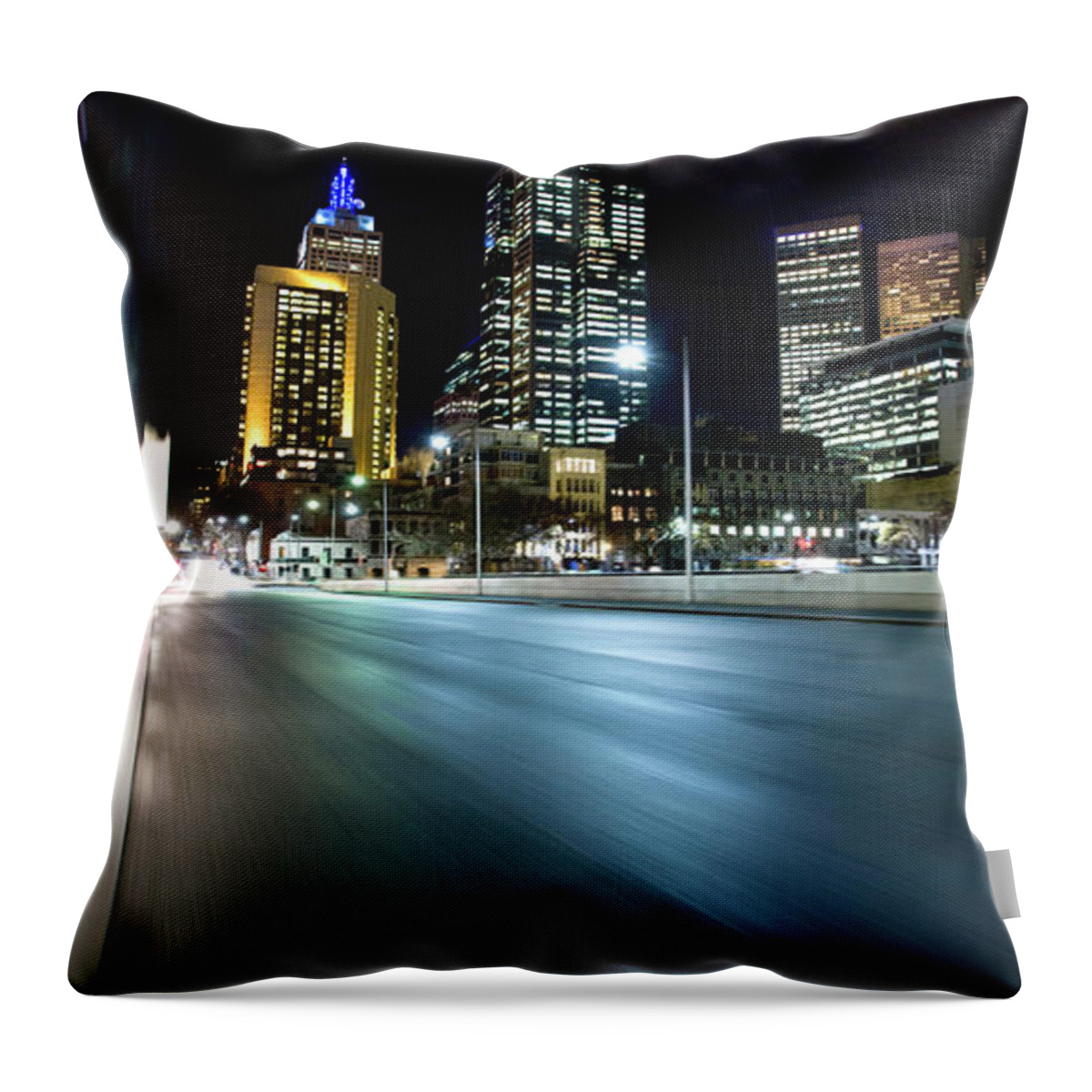 Blurred Motion Throw Pillow featuring the photograph Inner City Road In Motion, Melbourne by Aaron Foster