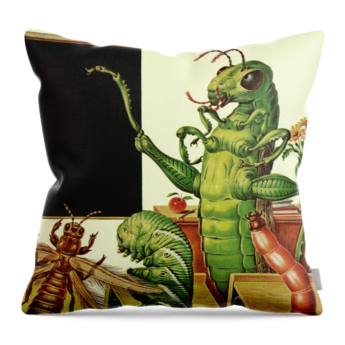 Animal Throw Pillow featuring the drawing Insect Classroom by CSA Images