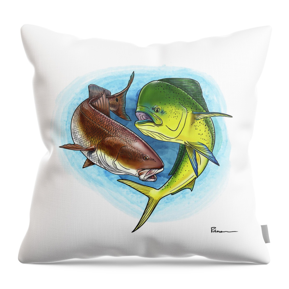Inshore Throw Pillow featuring the digital art Inshore to Offshore by Kevin Putman