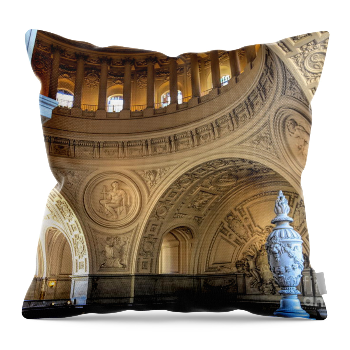 San Francisco Throw Pillow featuring the photograph Interior Dome SF City Hall by Chuck Kuhn