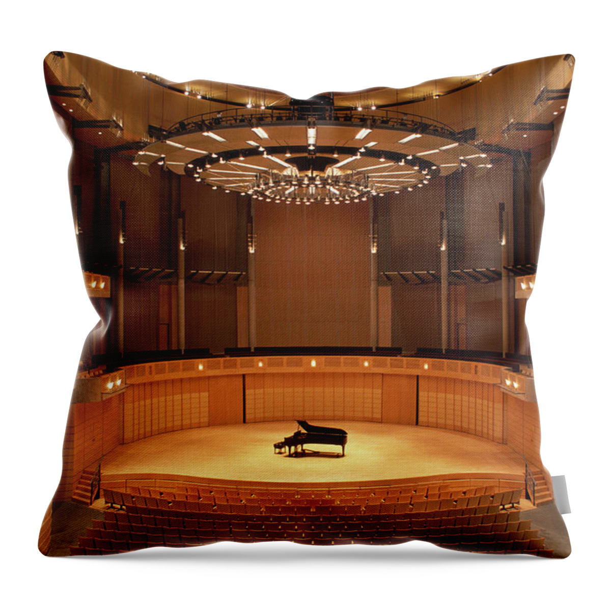 Empty Throw Pillow featuring the photograph Interior Of Empty Theater, Piano At by Ivan Hunter