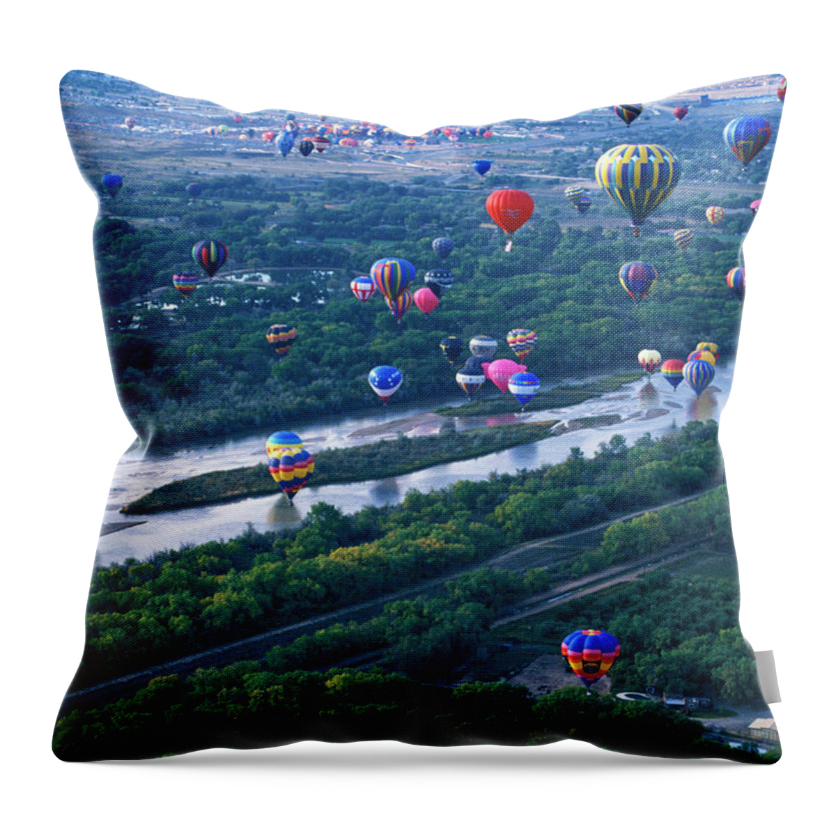 Wind Throw Pillow featuring the photograph International Hot Air Balloon Fiesta by Mark Newman