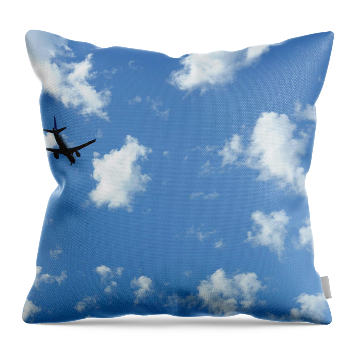 Outdoors Throw Pillow featuring the photograph Into The Clouds Airliner by Matt brown