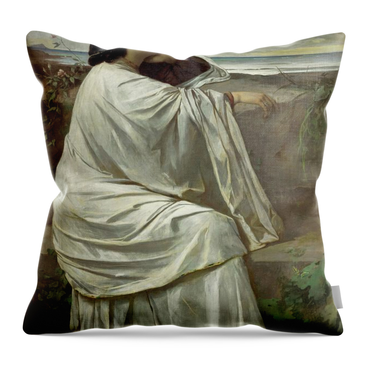 Anselm Feuerbach Throw Pillow featuring the painting Iphigenia, Feuerbach's favourite Roman model andquot, Nanaandquot,. Oil on canvas -1871-. by Anselm Feuerbach