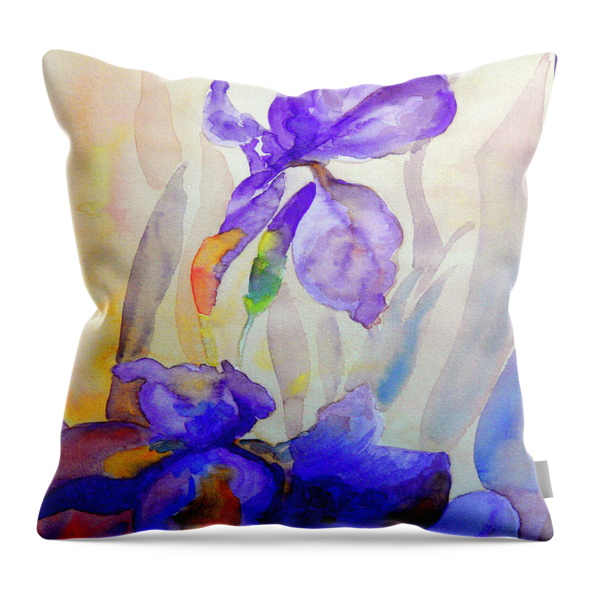 Beautiful Iris Throw Pillow featuring the painting Iris by Jasna Dragun