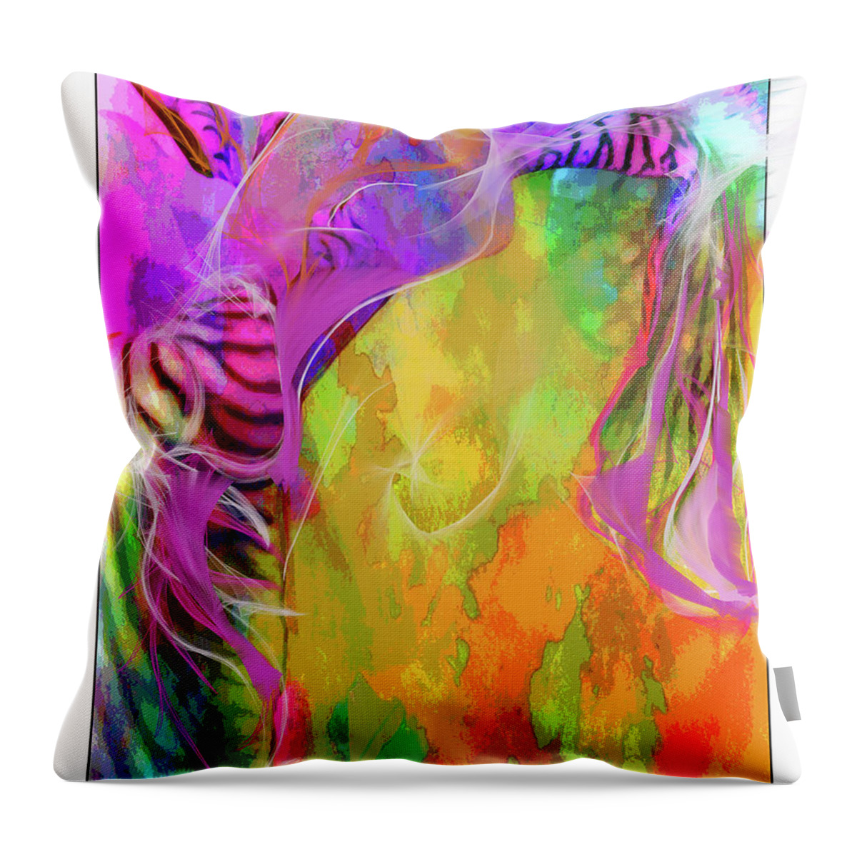 Flower Throw Pillow featuring the digital art Iris Psychedelic by Cindy Greenstein