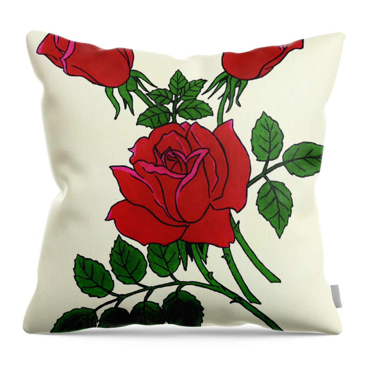 Rose Throw Pillow featuring the drawing Irish Rose by D Hackett