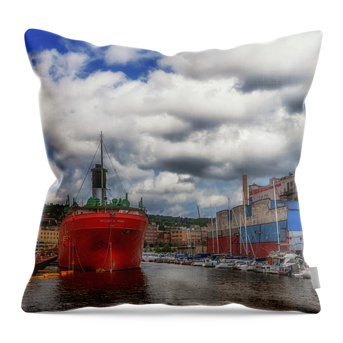 Ship Throw Pillow featuring the photograph Irvin in the Minnesota Slip by Susan Rissi Tregoning