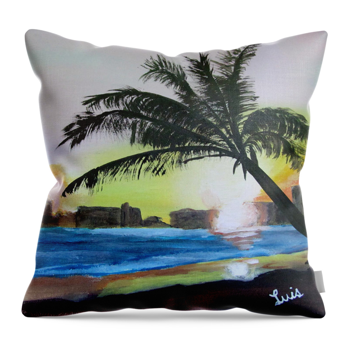 Isla Verde Throw Pillow featuring the photograph Isla Verde by Luis F Rodriguez