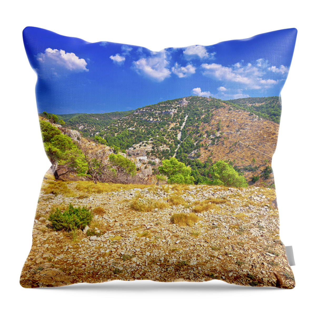 Brac Throw Pillow featuring the photograph Island of Brac stone desert in Pustinja Blaca valley by Brch Photography