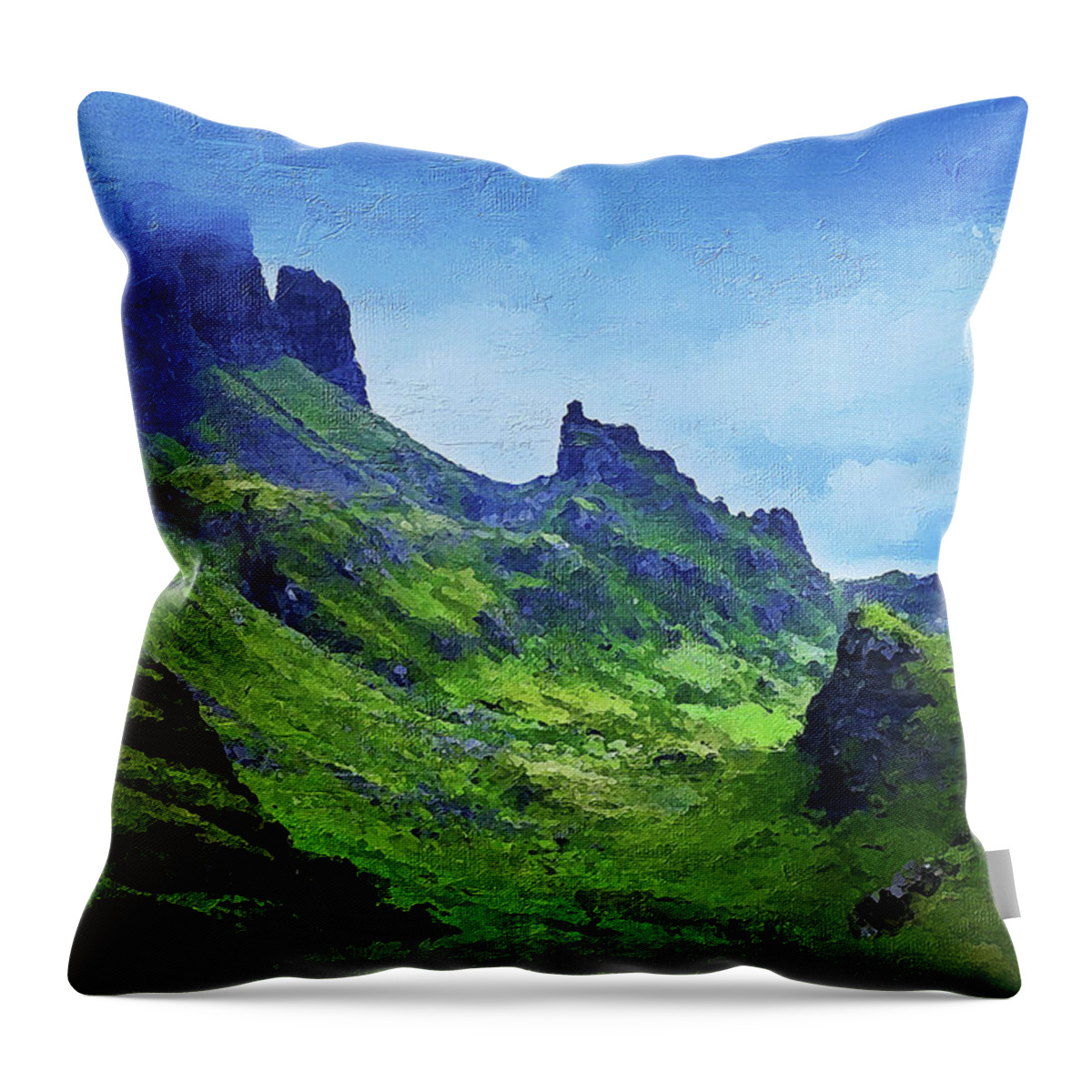 Isle Of Skye Throw Pillow featuring the painting Isle of Skye, Panorama - 01 by AM FineArtPrints