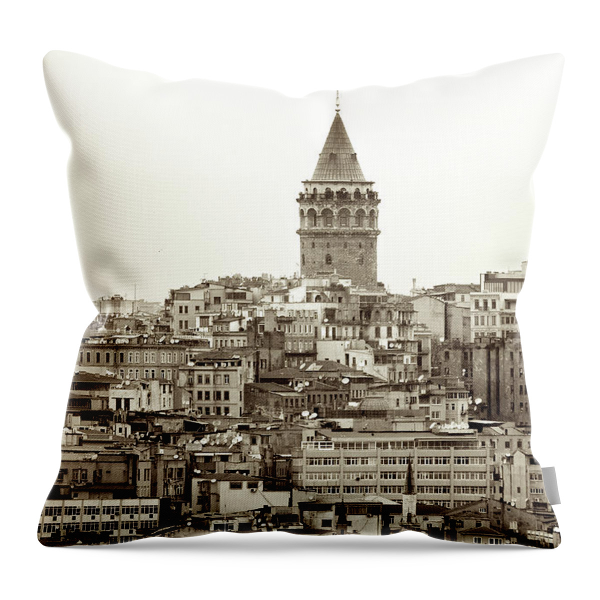 Istanbul Throw Pillow featuring the photograph Istanbul. Galata Tower B&w by Photo By Bernardo Ricci Armani