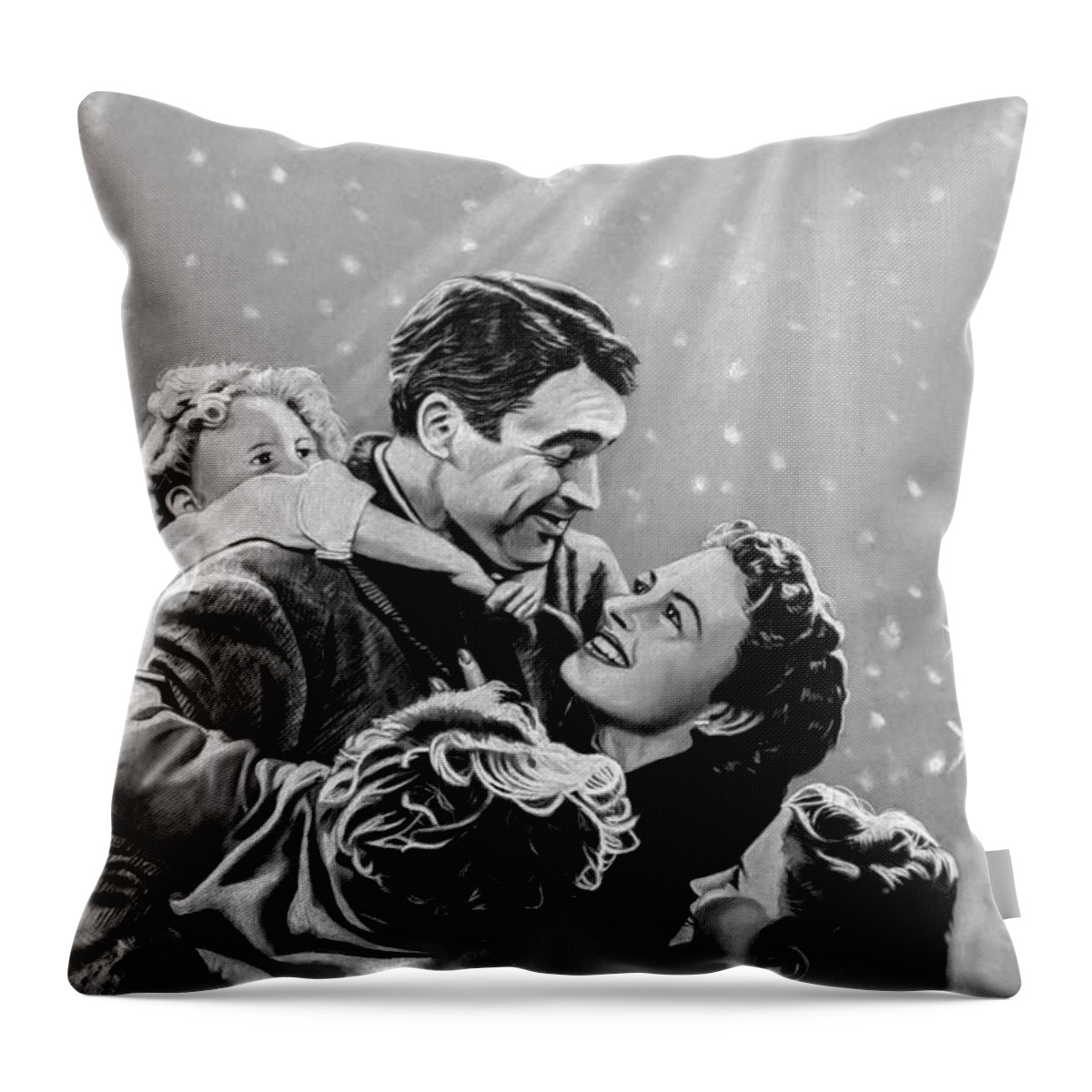 It's A Wonderful Life Throw Pillow featuring the drawing It's a Wonderful Life by JPW Artist