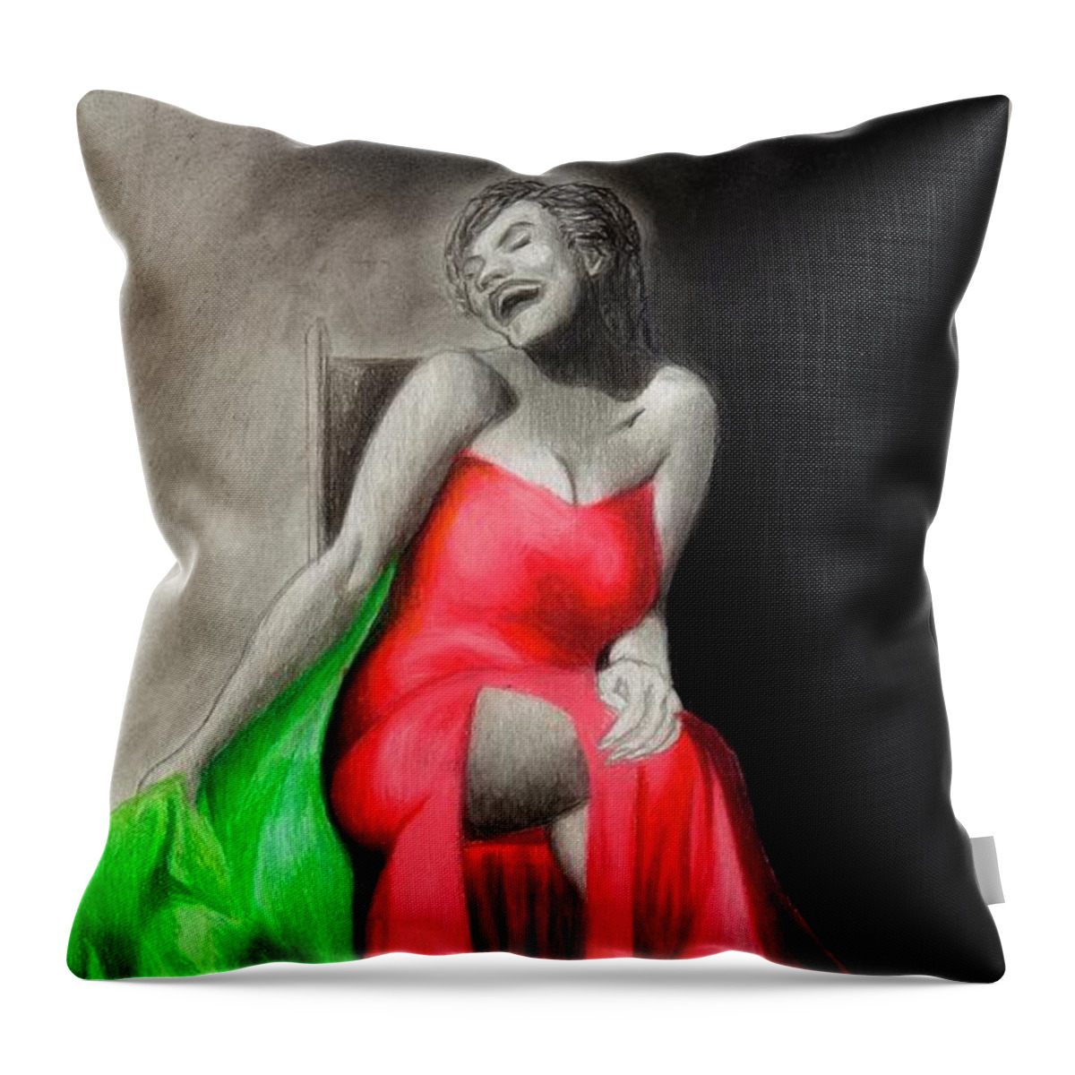 Aka Throw Pillow featuring the drawing Ivy Joy by Philippe Thomas
