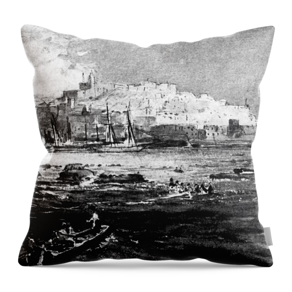 Jaffa Throw Pillow featuring the photograph Jaffa And The Sea by Munir Alawi