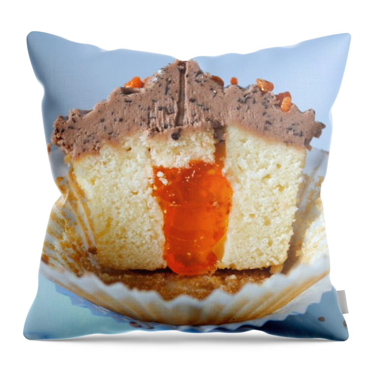 Unhealthy Eating Throw Pillow featuring the photograph Jaffa Cupcake by Torie Jayne
