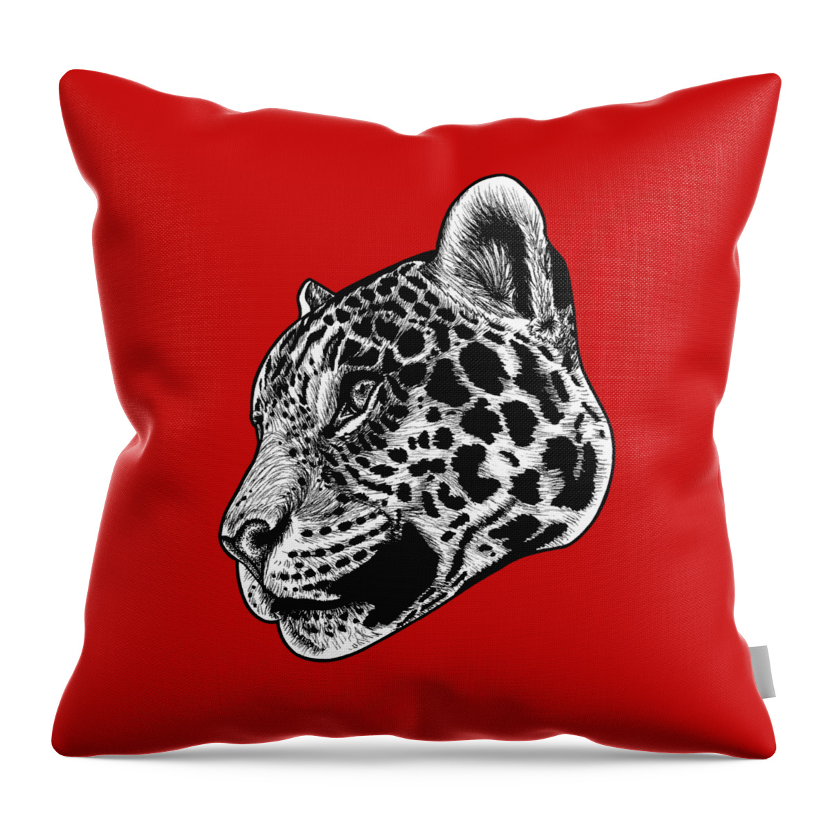 Jaguar Throw Pillow featuring the drawing Jaguar illustration by Loren Dowding